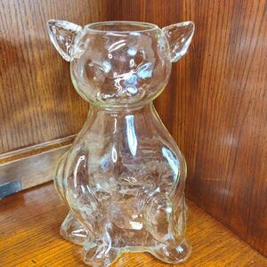 Vintage Clear Cat Kitten Vase 10"